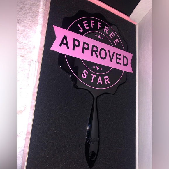 JEFFREE STAR APPROVED black and pink hand held mirror NEW IN BOX - Picture 2 of 12